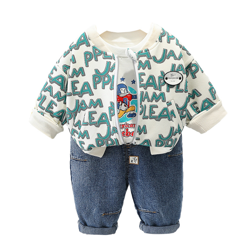 Picture of Boys' Autumn Outfit Set 2024 New Korean Style Casual Long-Sleeve Three-Piece Clothing Set Wholesale Trendy Style