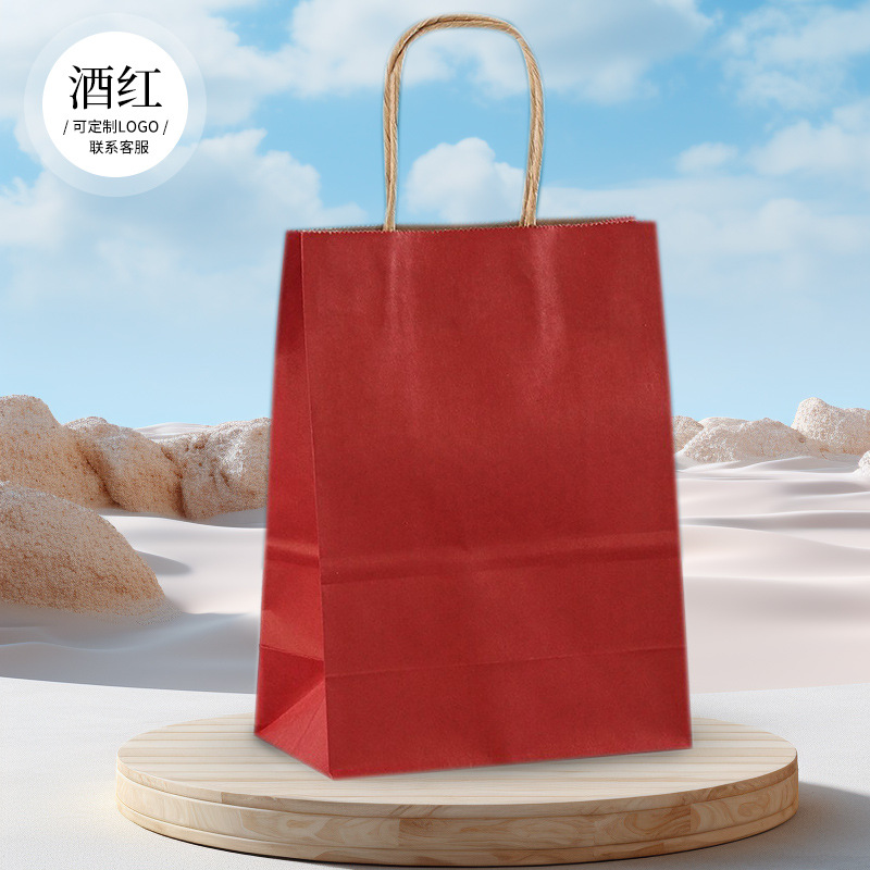 Picture of Customized Kraft Paper Bag Handbag Baked Milk Tea Takeaway Catering Packaging Bag Holiday Gift Satchel Paper Bag