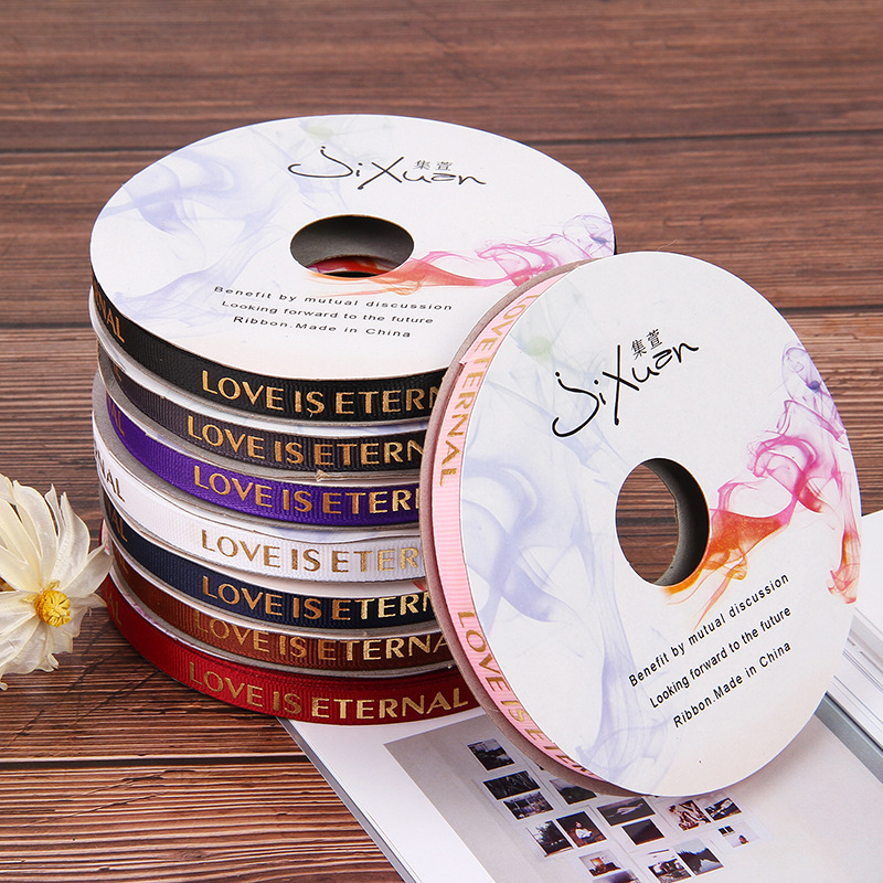 One Cm Bronzing Thread Belt Love is Eternal Flower Material Wholesale Ribbon Bow Ribbon
