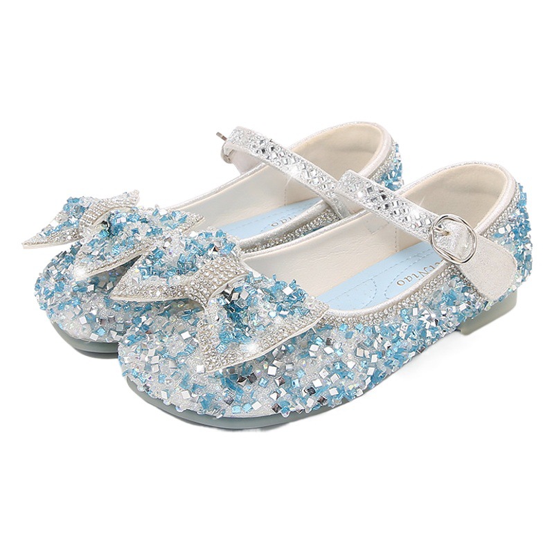 Girls Princess Leather Shoes 2024 Summer Korean Style Plaid Little Girls Aisha Primary and Secondary School Children's Performance Shoes
