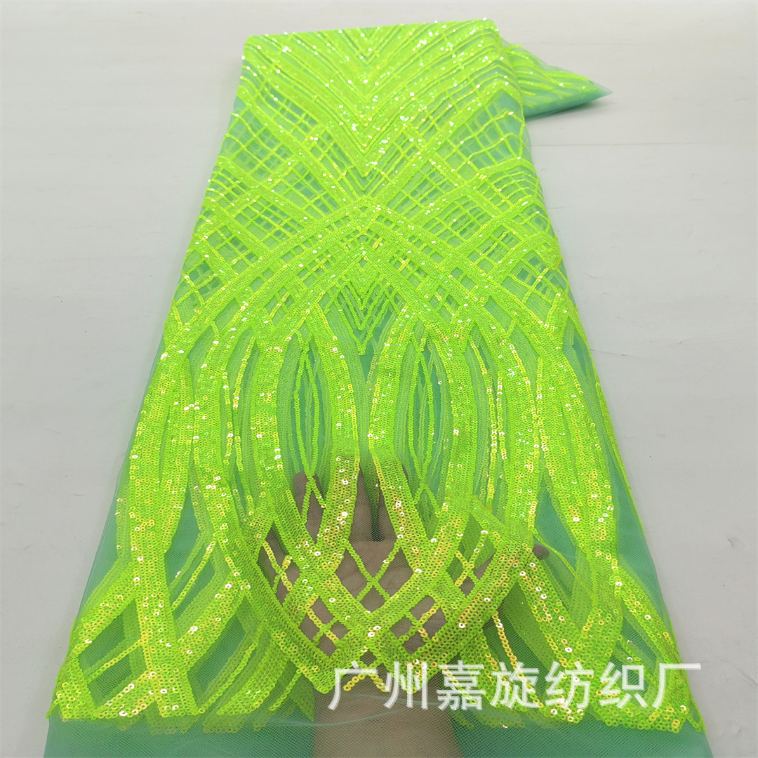 New Colorful Sequin Large Machine Embroidered Dress Flower Mesh Fabric Fashionable Sequin Embroidered Performance Dress Lace Fabric