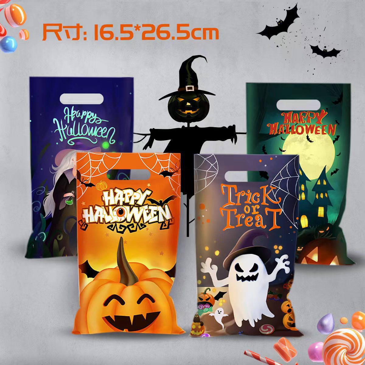 Amazon cross-border new Halloween candy bag holiday party portable gift bag opp bag in stock wholesale
