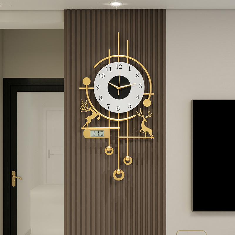 Clock Wall Clock Living Room 2025 New Creative Atmospheric Home Wall Clock Internet Celebrity Modern Simple Quartz Clock Lamp