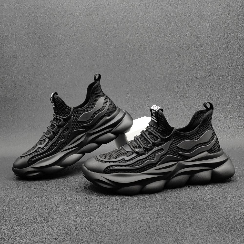 Men's Summer Sports Shoes Fly-woven Breathable Mesh Shoes Trendy All-match Men's Casual Shoes Non-slip Platform Height-increasing Shoes