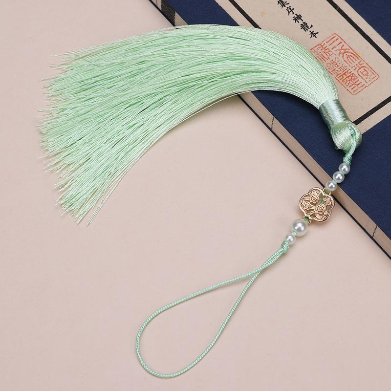 Picture of Pearl Fan Ancient Style Tassel Waist Pendant Fan DIY Tassel Chinese Han Dynasty Cheongsam Car Hanging Tassel Pendant