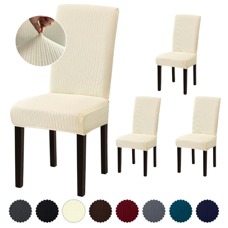 Factory Direct Sale Thousand-Layer Wrinkle High-Back Dining Chair Cover Cross-Border Amazon Thickened High-Elastic Chair Cover Thousand-Layer Wrinkle Design