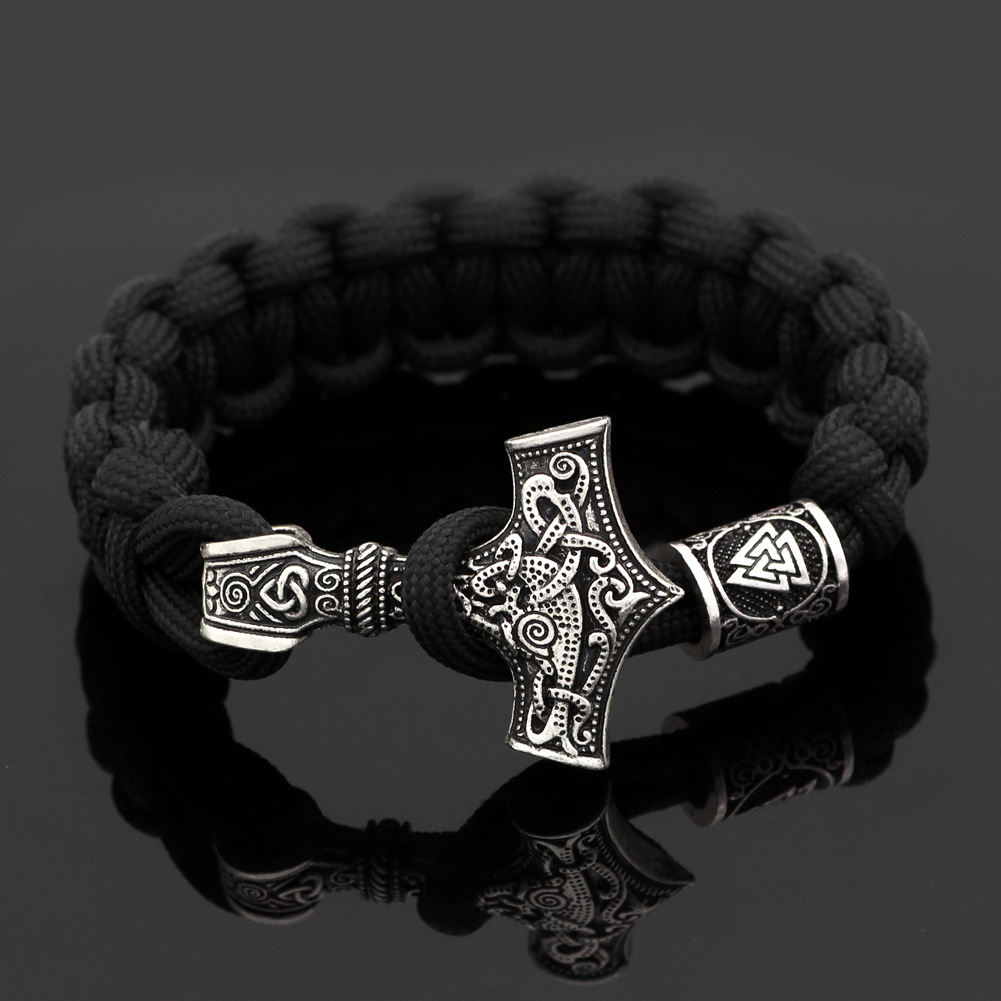 Hot Sale Wholesale Nordic Viking Hammer Beads Lunavan Bracelet Retro Personality Aggressive Men's Bracelet