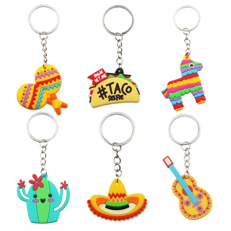 2022 Cross-Border Amazon New Pvc Cartoon Keychain Mexican Holiday Party Decoration Small Gift Wholesale