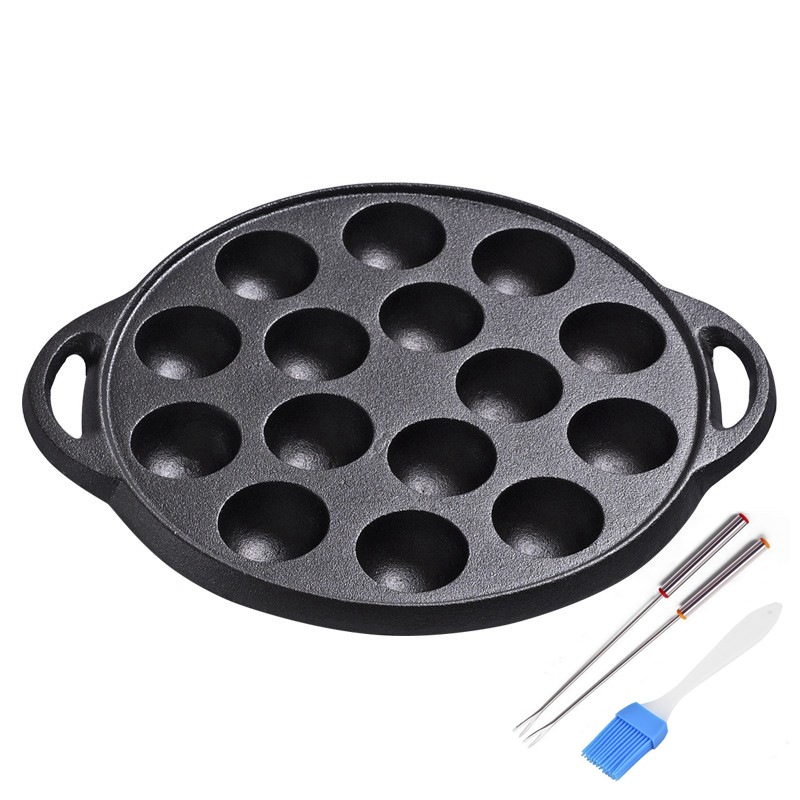 Picture of Cast Iron Uncoated Meatball Baking Pot Octopus Meatball Pot 15 Holes Uncoated Non-stick Barbecue