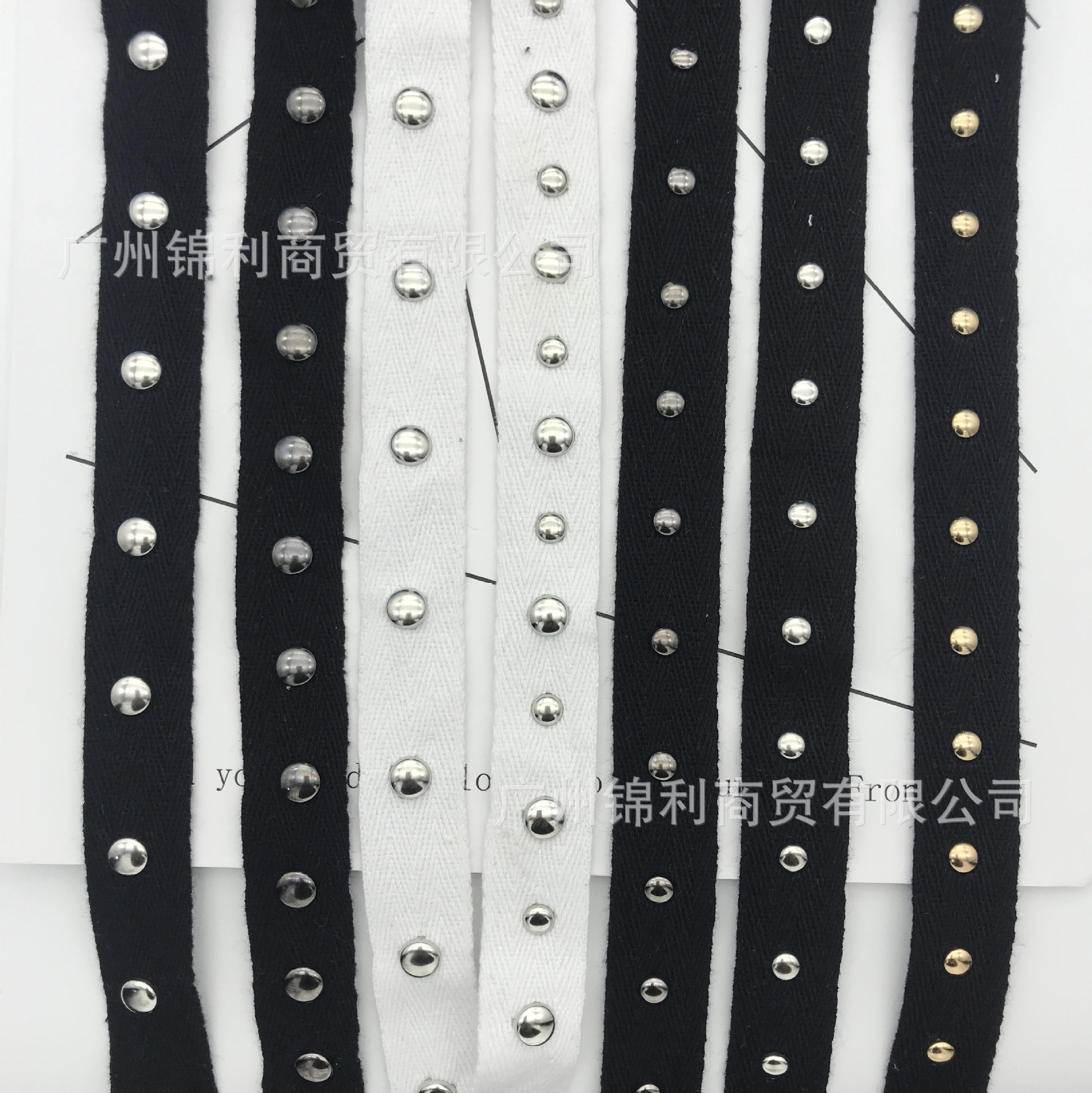 Customized Four-Claw Nail Nailed Cotton Webbing with Semi-Circle Bead Rivet Webbing Plus Metal Claw Nail Claw Beads