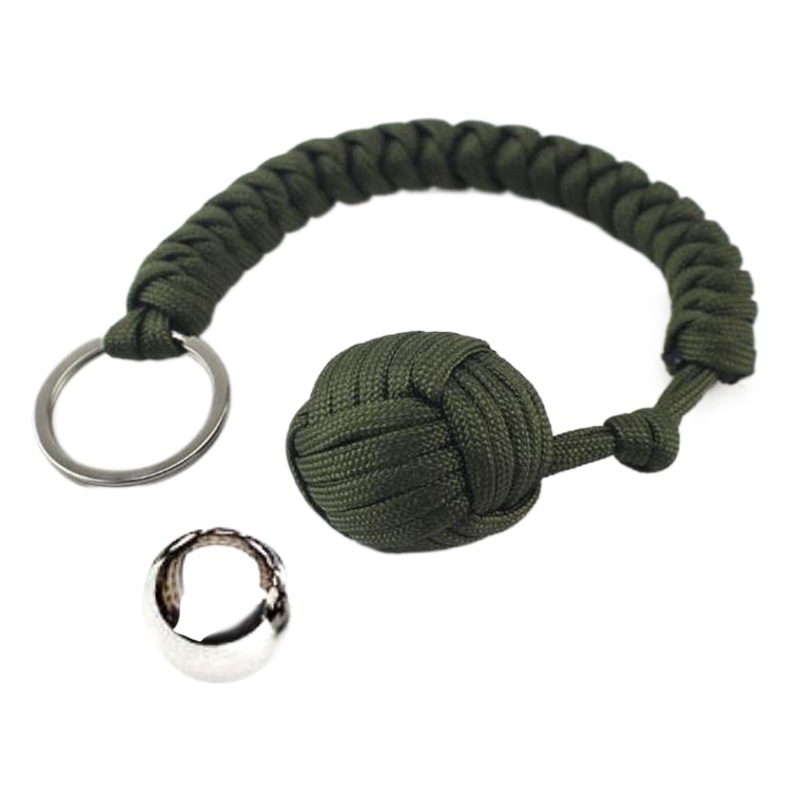 Emergency escape umbrella rope woven steel ball self-defense ball hand-woven multi-functional umbrella rope woven key chain
