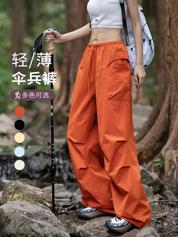 Women's Outdoor Hiking Pants, Mountain-Style Trekking Cargo Pants, Quick-Dry Sports Paratrooper Pants, Dopamine Long Pants for Spring and Autumn