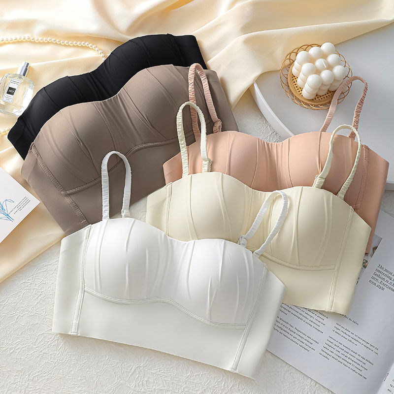 Strapless Underwear Women's Strapless Wrapped Chest Large Chest Small Chest Anti-running No-mark No-steel Ring Summer Thin Bra