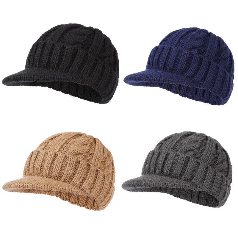 Picture of Hat men's winter warm fleece-lined thickened cap men's knitted cap outdoor cycling ear protection cold wool cap