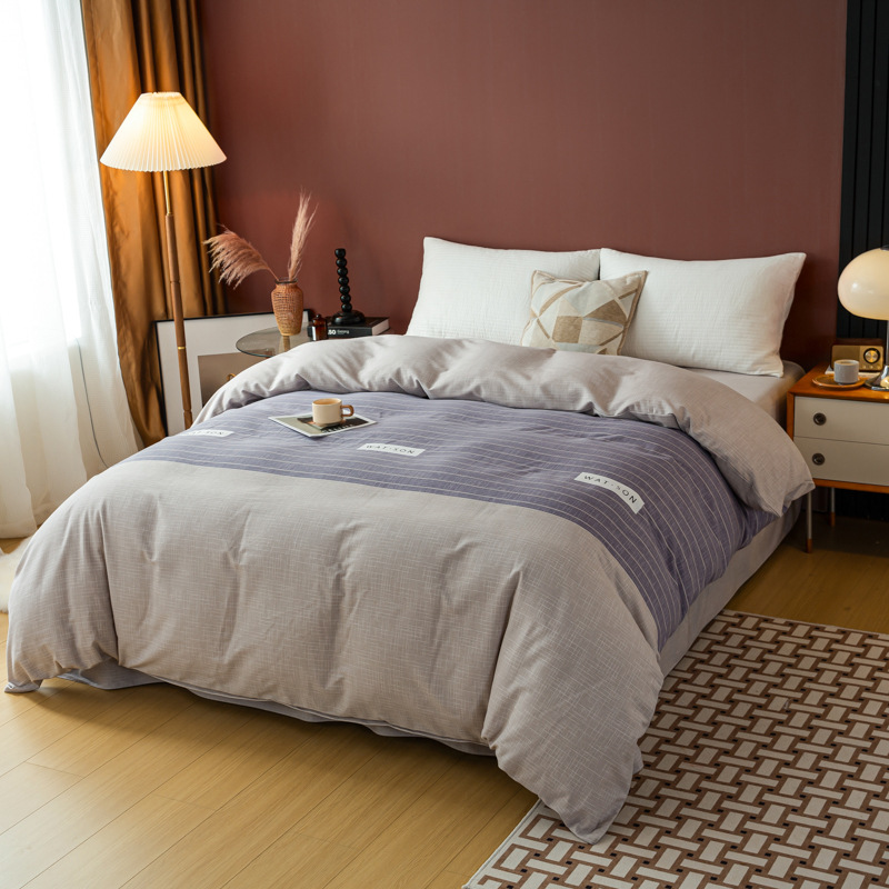 Picture of Cotton brushed duvet cover single piece modern simple single double dormitory thickened quilt cover pure cotton duvet cover single piece
