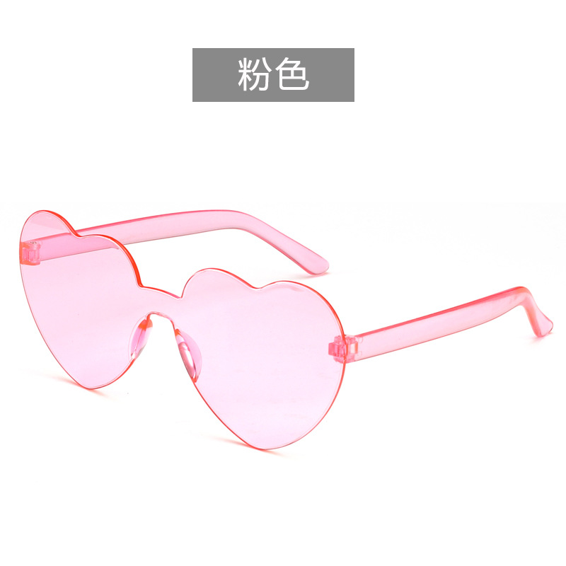 Picture of Heart Sunglasses, Heart Sunglasses, Jelly Color Rimless Heart-Shaped One-Piece Glasses, Dazzling Color Glasses