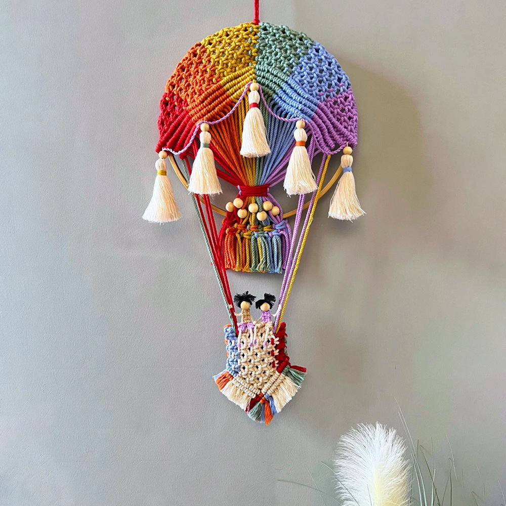 New creative hot air balloon wall hanging hand woven tapestry wall decoration bohemian style home decoration room background