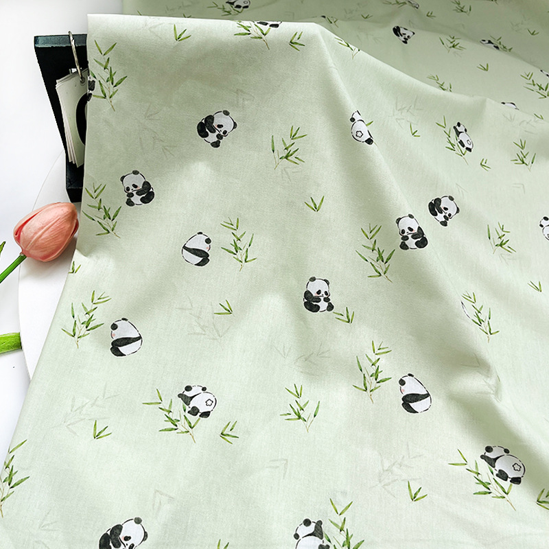 Panda 100% Cotton 40S Poplin Fabric Digital Print Children's Shirt Dress Clothing Fabric