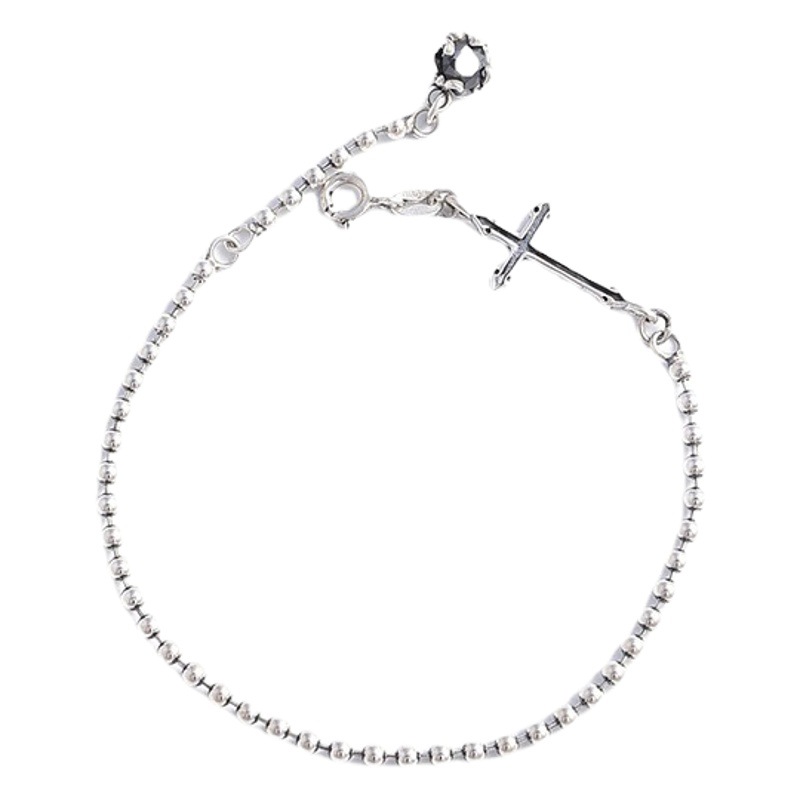 Wholesale S925 sterling silver cross bracelet Korean ins simple design women's fashion versatile fine bead chain