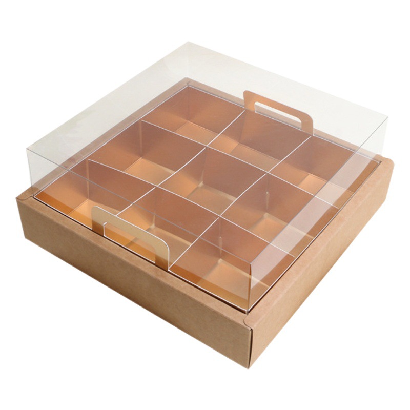 Transparent cowhide Jiugongge outdoor camping picnic barbecue baking dessert fruit box afternoon tea lunch box