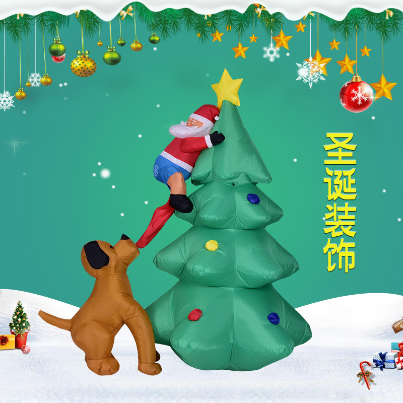 Cross-Border Christmas Inflatable Models 1.8m Light Inflatable Dog Bite Christmas Tree Old Man Climbing Tree Christmas Decorations