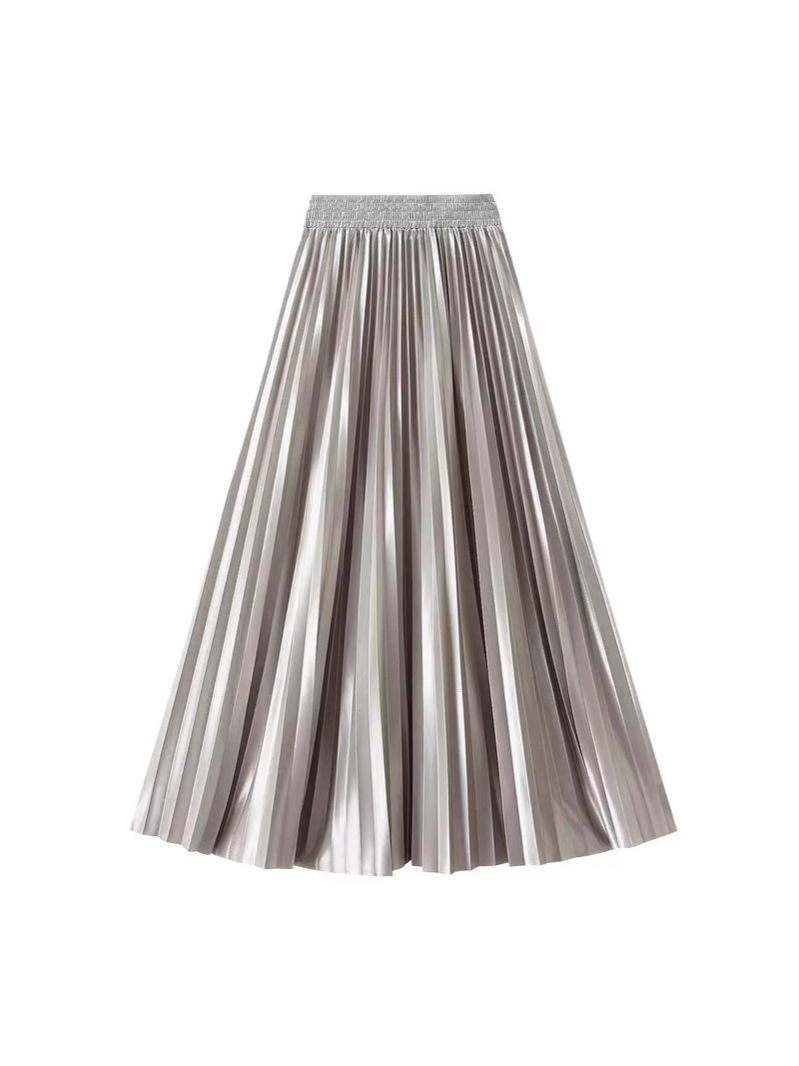1m Long Skirt with High Waist, Solid Color, Floor-Length, Ankle-Length, Pearlescent Satin Pleated Skirt, Large A-Line, 100cm, 2025 New Style