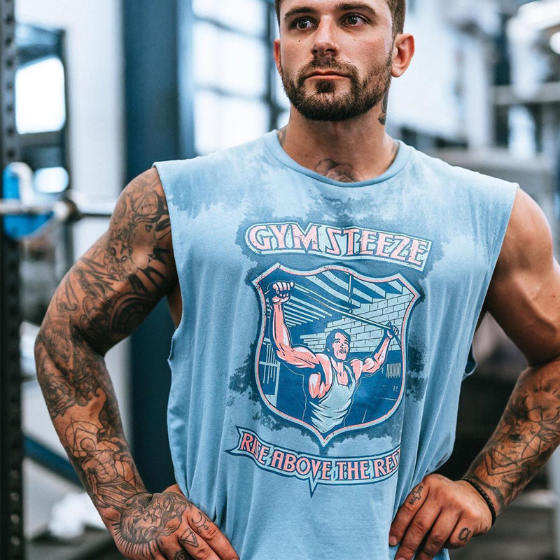 Cross-border Lazada muscle men sports fitness shoulder waistcoat Leisure running exercise bodybuilding vest trend summer New