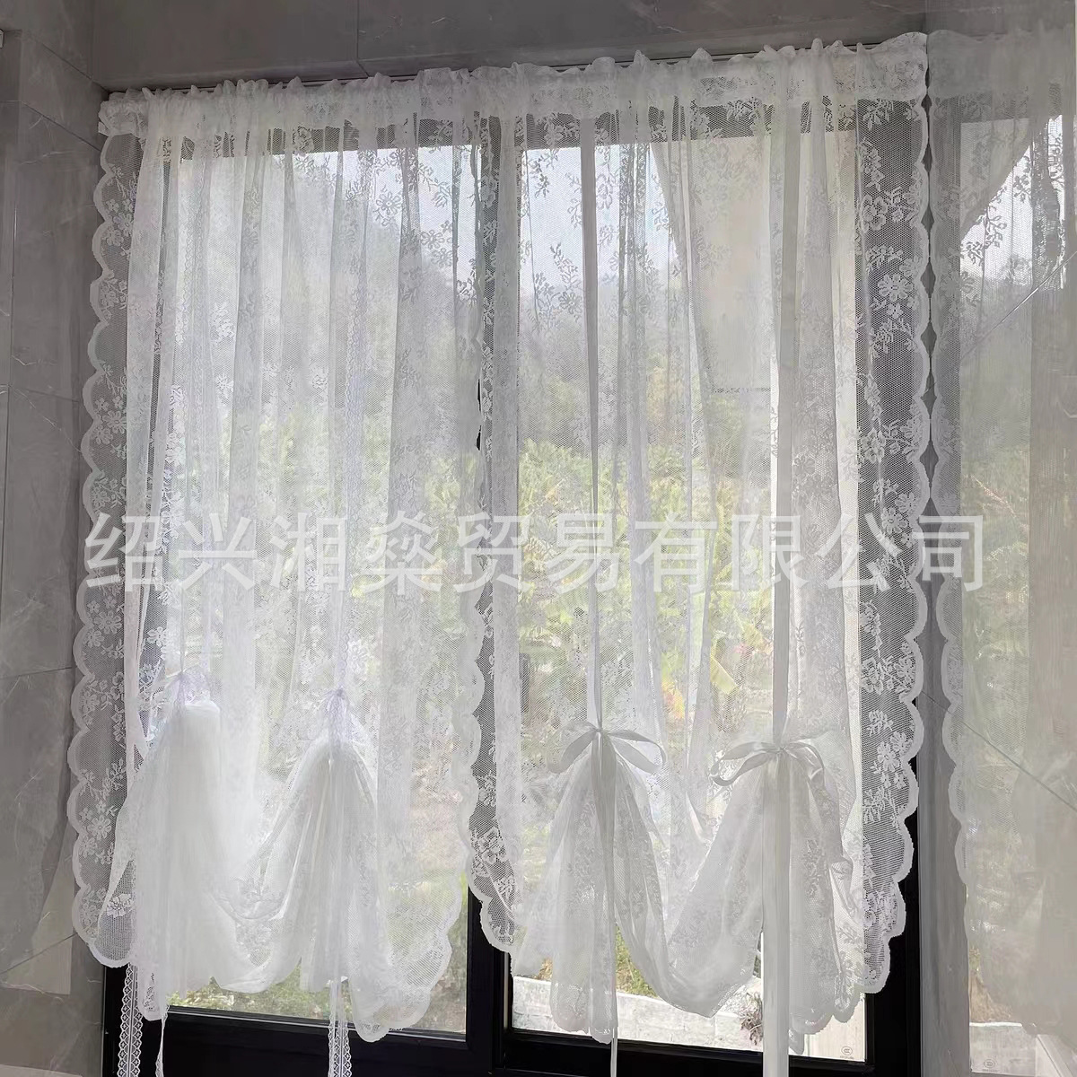 Cross-border Amazon European and American Home Lace Gauze Curtain White Draad Curtain Bedroom Living Room Semi-shading Finished Curtain