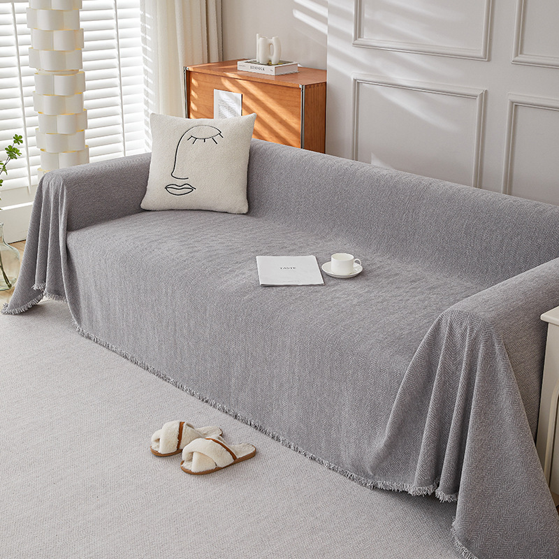 Chenille Herringbone Pattern Sofa Cover Cloth Non-Slip Dirt-Resistant Full-Covered Sofa Cover Four Seasons Universal High-Level Sofa Cover