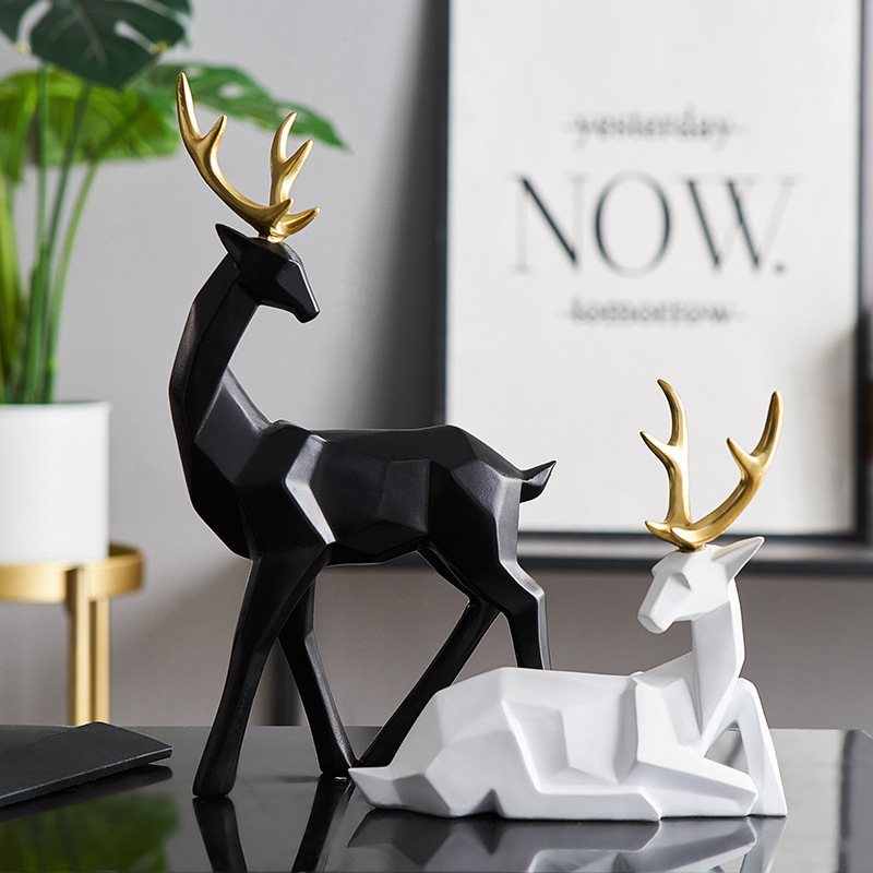 Nordic Light luxury deer decoration creative TV cabinet wine cabinet office desktop decoration living room entrance home decoration