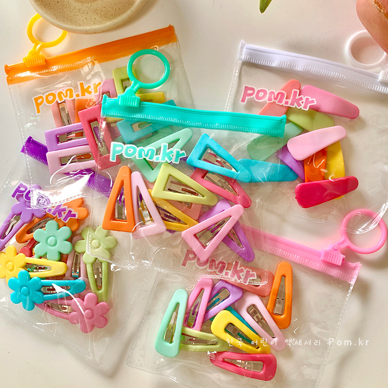 pom Candy Color Sweet Fresh Children's Hairpin Colorful Flower BB Clip Acrylic Square Hairpin Hair Accessories
