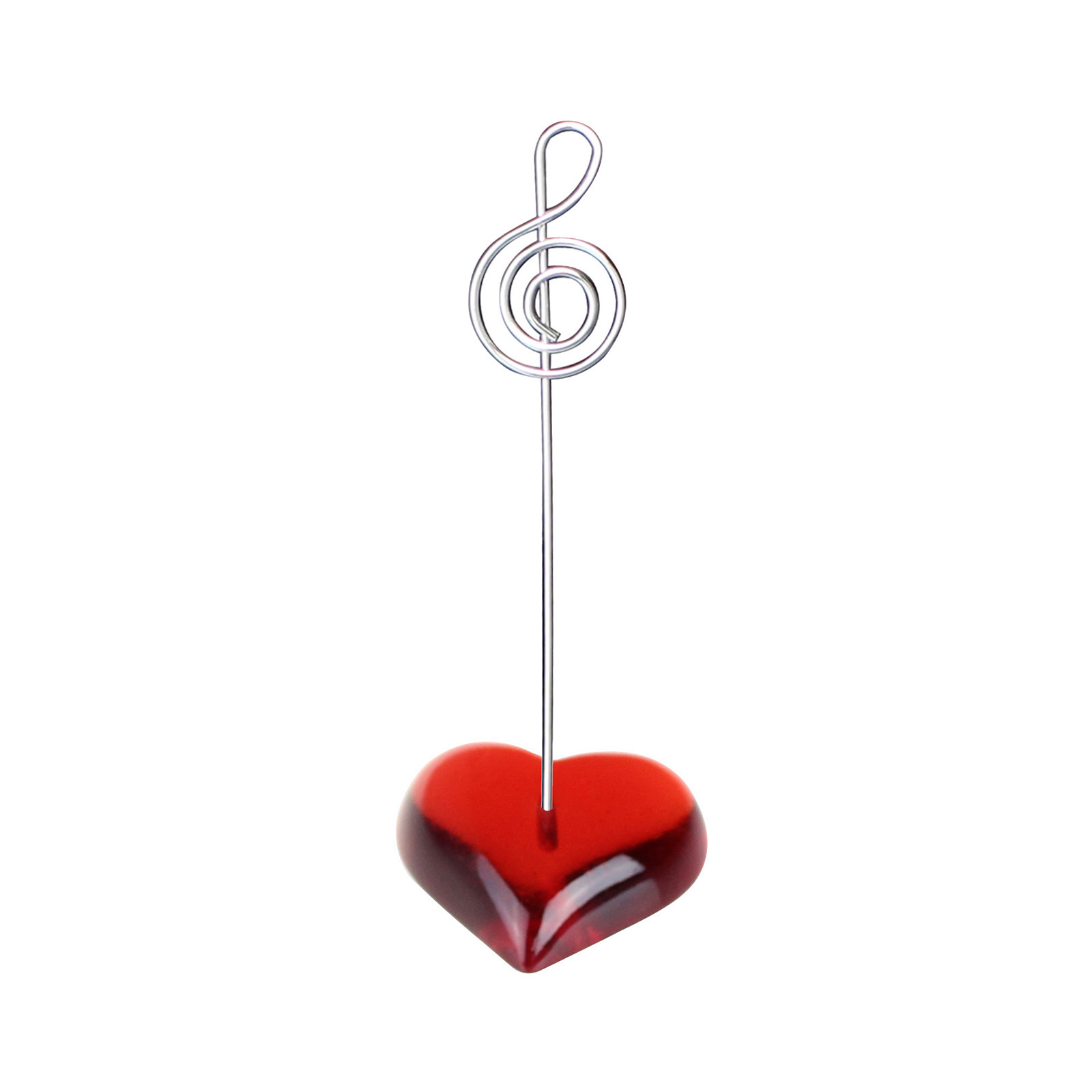 Picture of Red Heart-Shaped Base Photo Clip, Steel Wire Memo Clip with Logo Printing, Suitable for Wedding Display, Storage, and Styling Memo Clips
