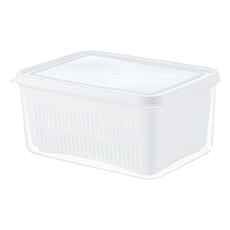 Multi-functional Draining Basket Double-layer Household Kitchen Refrigerator Vegetable Washing Basket Fruit Preservation Box with Lid Plastic Storage Basket