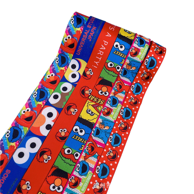 20mm cartoon Sesame Street thickened double-sided polyester strap mobile phone rope kettle strap mask rope material cartoon hot transfer