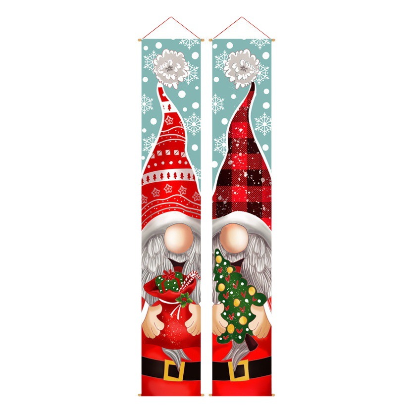 Hong Kong Love 2025 New Christmas Dwarf Doll Hanging Flag Hanging Cloth Decoration Arrangement Christmas Couplet Door Width
