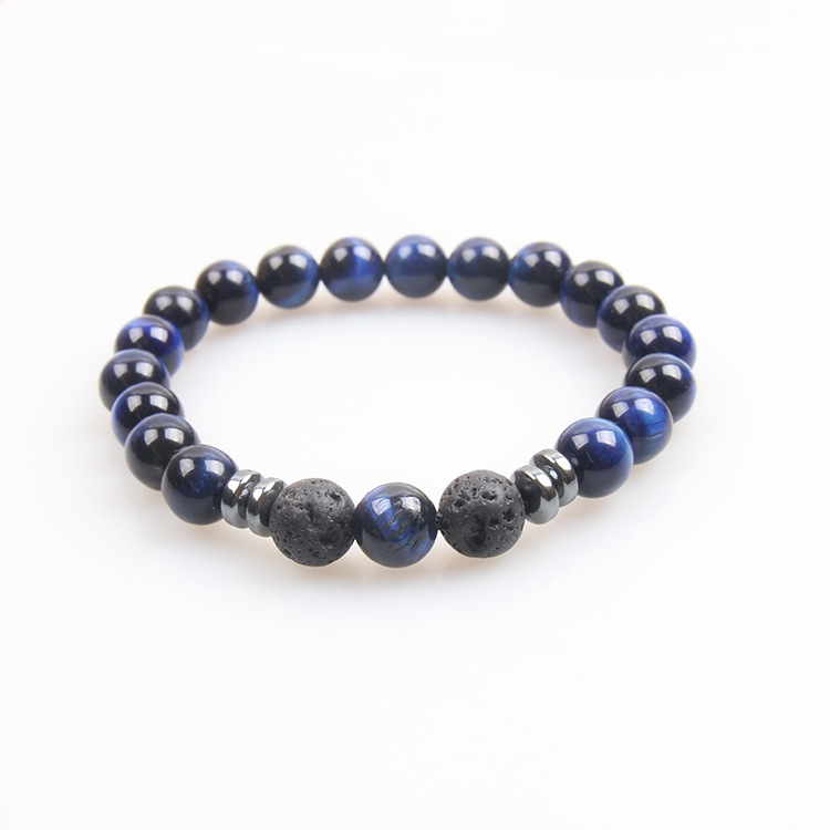 Picture of Zhou Lianfa Tiger Eye Bracelet Men's 8MM Beads suit Elastic Adjustable Black Crystal Beads Suitable for Ladies Ceremony