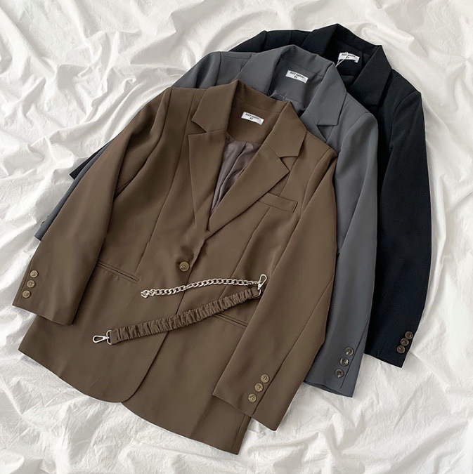 Picture of Children's suit Spring and Autumn new women's twill cotton waist-tight suit jacket long-sleeved jacket small suit belt delivery
