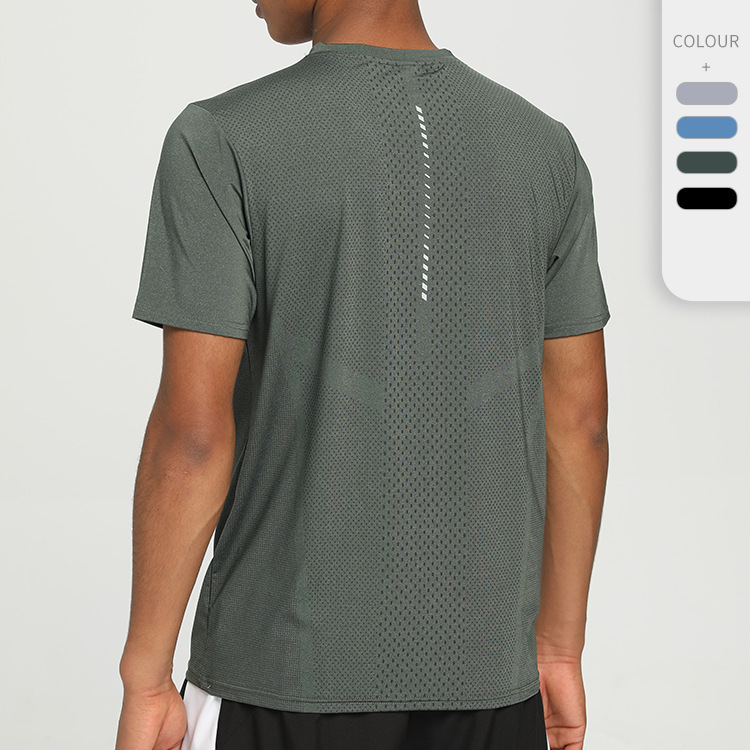 Picture of Nylon Quick-drying Clothes T-shirt Men's Fitness Running Loose Round Neck Summer Ice Silk Training Clothes Base Sports Short-sleeved Men's