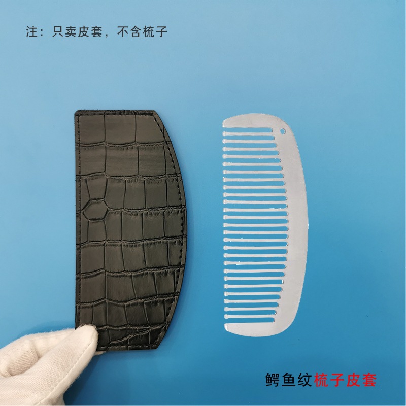 Picture of Cross-border exclusive for manufacturers to in stock crocodile pattern PU comb set golden sandalwood comb storage set massage comb protective set