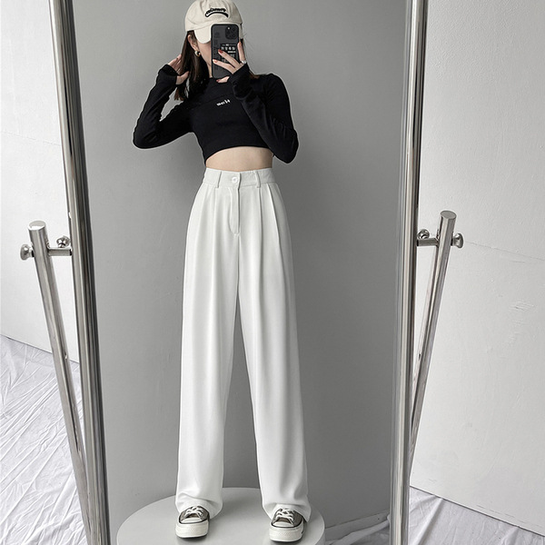 2025 Summer Wide-Leg Pants for Women, High-Waisted, Loose and Drapedy Straight Pants, Slim Pants, Suit Pants, Ins Floor-Length Pants, Trendy