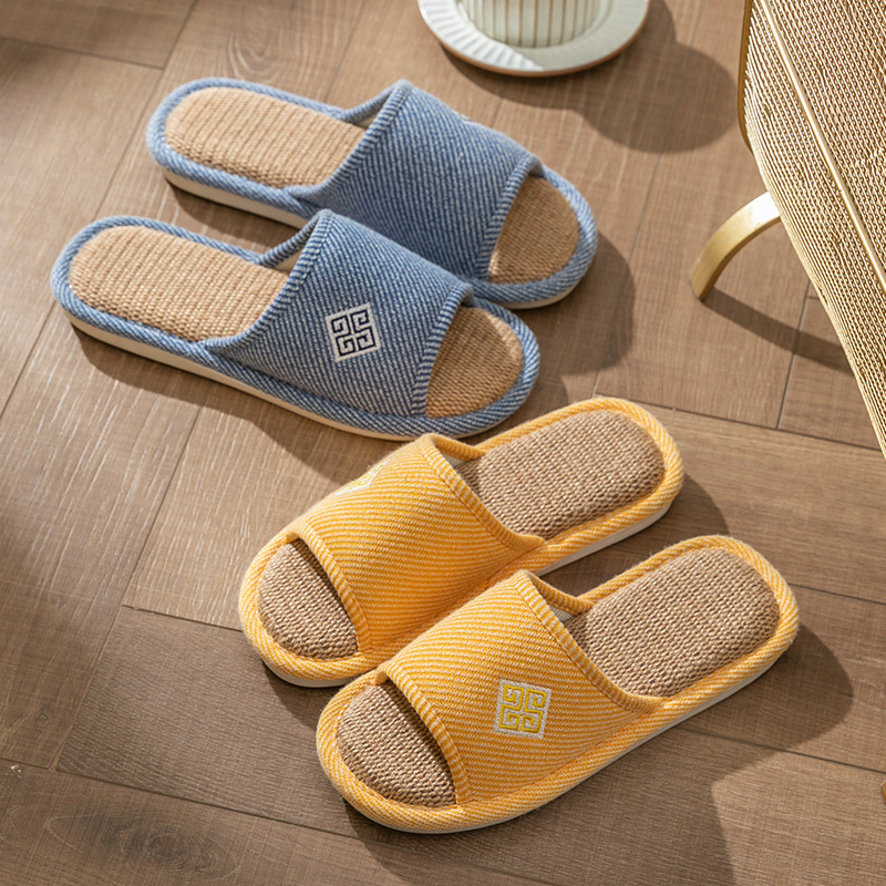 Thick bottom autumn cotton and linen slippers women's indoor and outdoor men's shoes non-slip handmade shoes household summer home slippers wholesale
