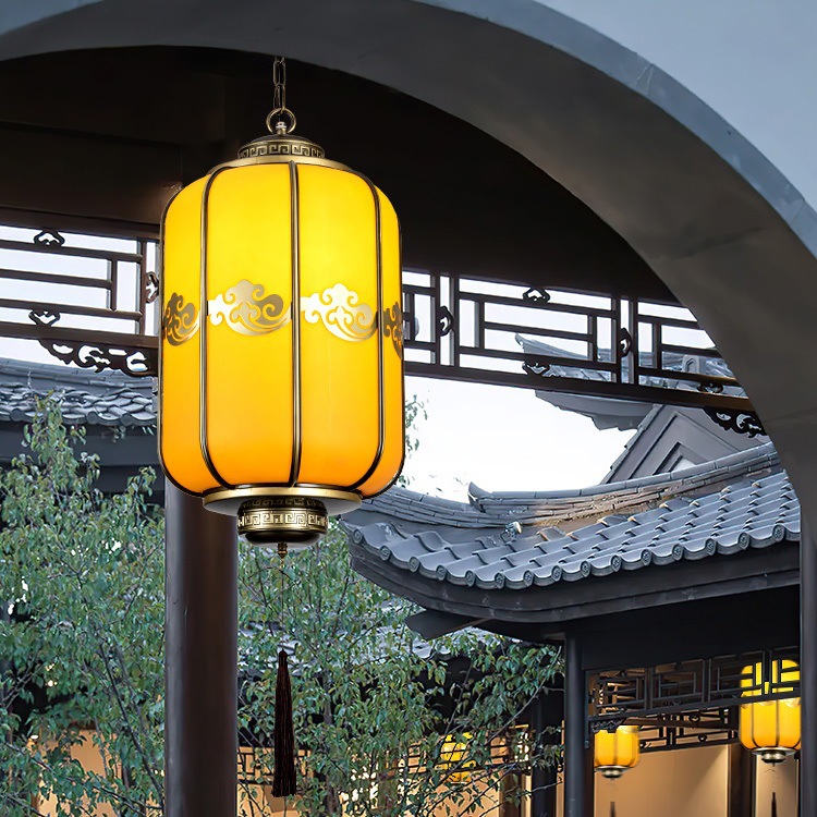 Auspicious Outdoor Waterproof Chandelier Garden Corridor Courtyard Water Entrance Door Light Villa Pavilion Ceiling Chandelier