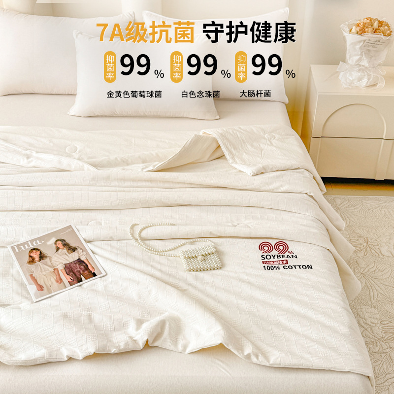 Picture of High-end Class A Cotton 99% Soybean Fiber Summer Quilt Washable Summer Cool Quilt Pure Cotton Air Conditioning Quilt Summer Thin Quilt Core