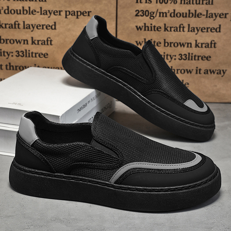 Black Canvas Men's Shoes Summer Breathable Thin Casual Lazy Slip-On Old Beijing Cloth Shoes Men's Driving Cloth Shoes