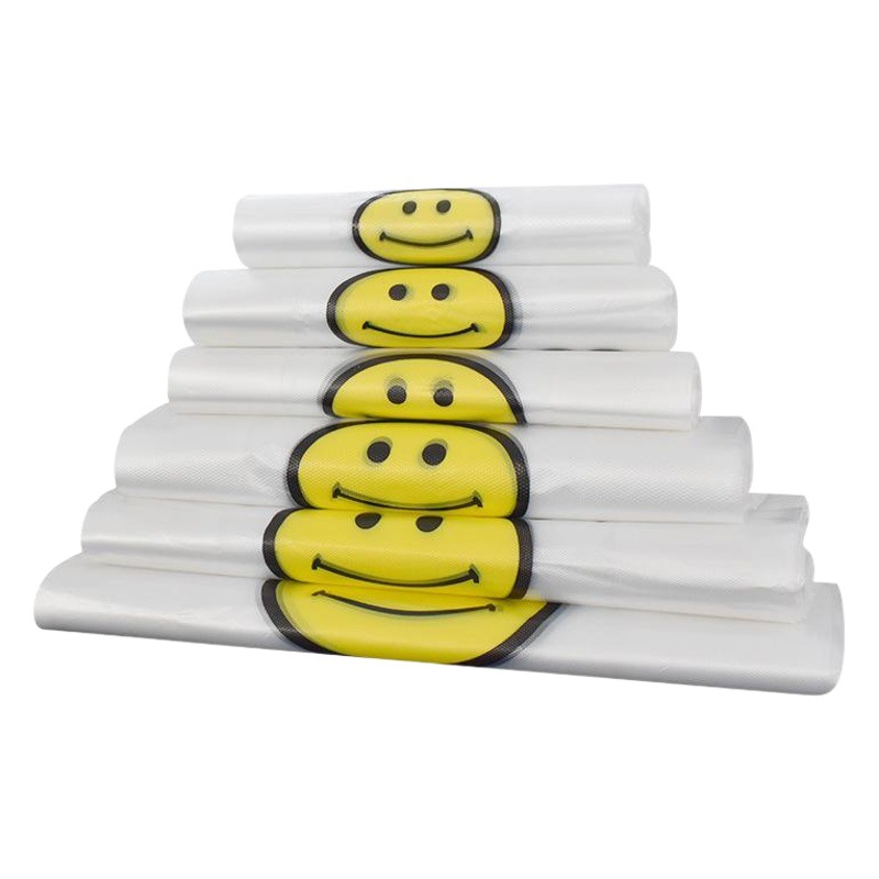 Smiling face bag plastic bag vest bag supermarket shopping bag portable convenient bag takeaway packing bag fruit bag