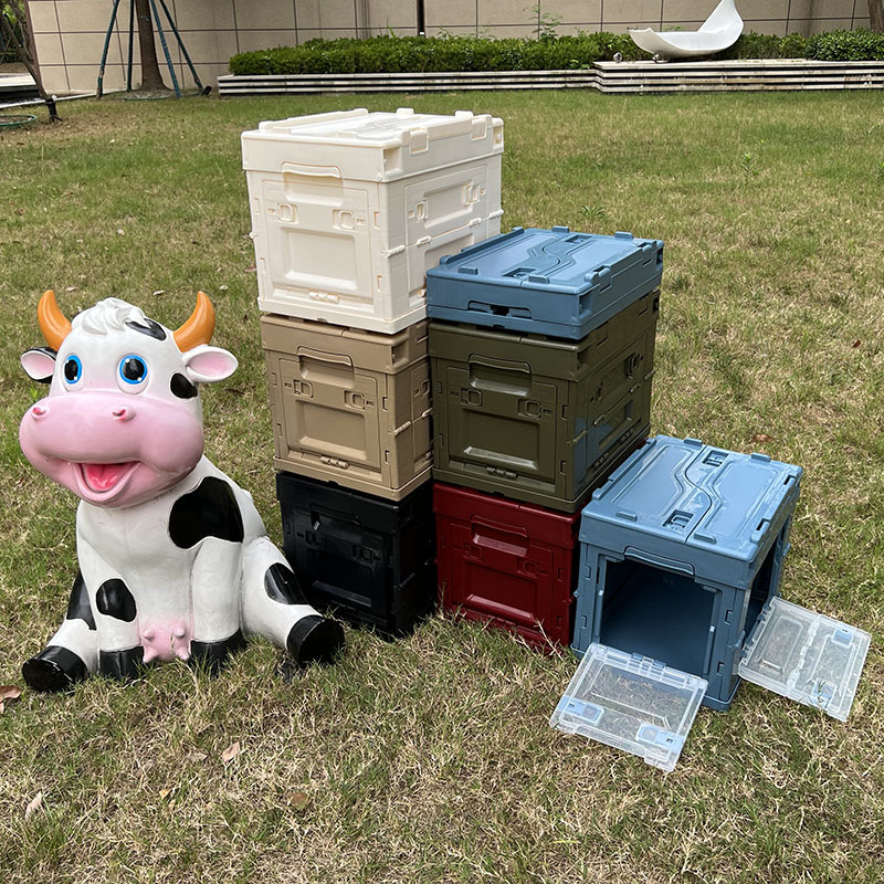 Plastic Folding Box with Side Door Outdoor Camping Storage Box Car Trunk Camping Japanese Car Folding Box