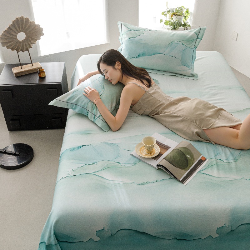 Lyocell Tencel Bamboo Fiber Mat Light Luxury High-end Summer Cool Bed Sheet Soft Mat Air-conditioned Mat Machine Washable