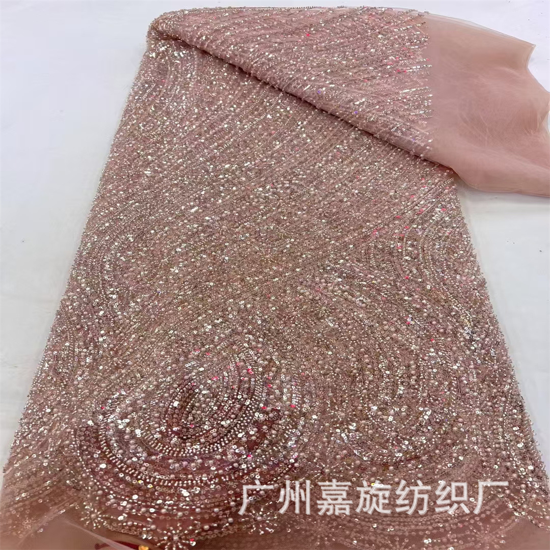 New wedding lace French style wedding dress bubble bead lace fabric high set banquet dress costume embroidered cloth