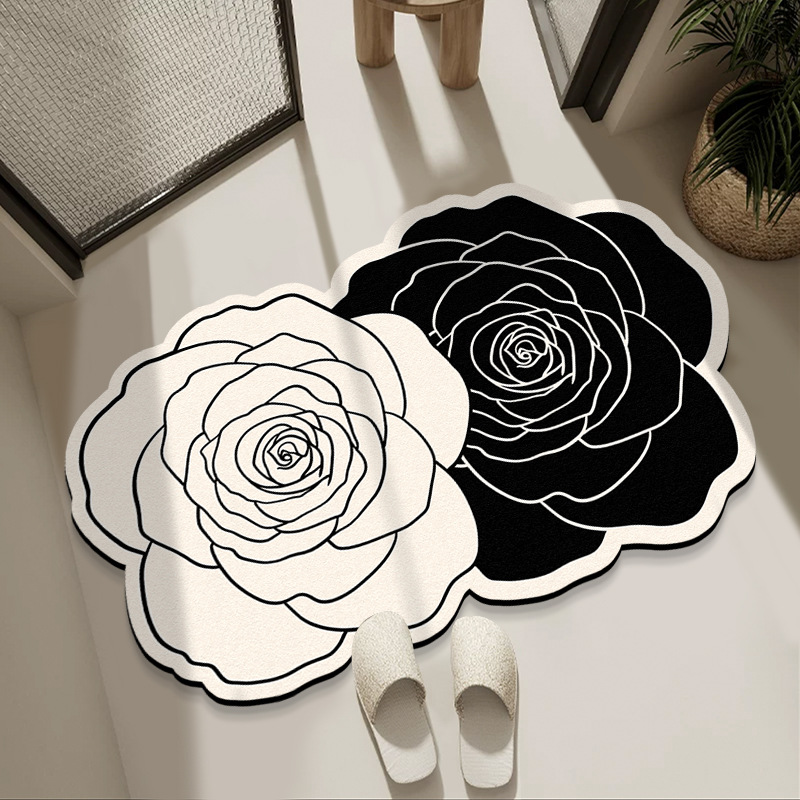Light Luxury French Style Bathroom Floor Mat Absorbent Household Quick-drying Diatom Mud Floor Mat Sludge-resistant Toilet Door Non-slip Foot Mat