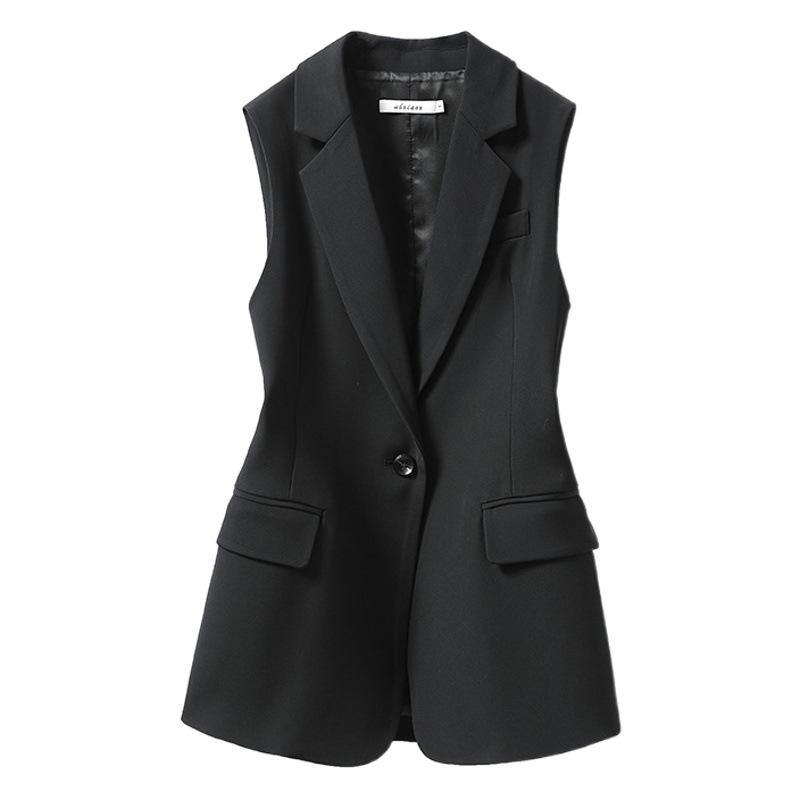 Black suit vest women's coat outer wear women's vest 2023 Women's new spring and autumn outer wear suit small vest